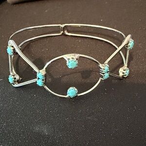 Beautiful Silver with Turquoise stones bangle bracelet